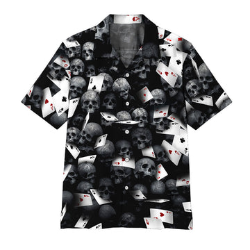 Gearhumans 3D Playing Card Skull Hawaii Shirt