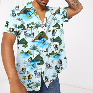 Gearhumans 3D Penguin Hawaii Shirt