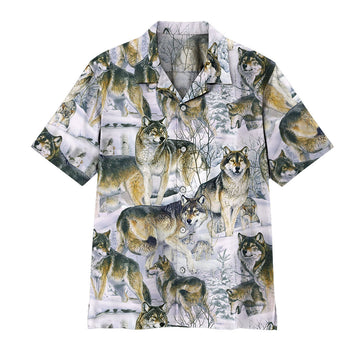 Gearhumans 3D Wolf Hawaii Shirt