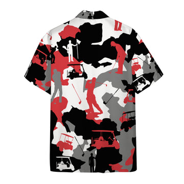 Gearhumans 3D Red And White Camouflage Golf Custom Hawaii Shirt