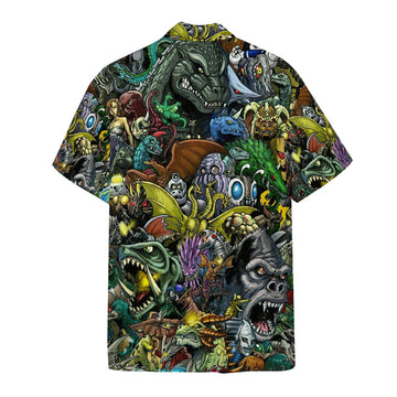 Gearhumans 3D Gadzillo Collage Kaiju Monsters Custom Hawaii Shirt