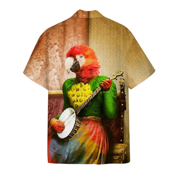Gearhumans 3D Banjo Parrot Plucks A Pretty Tune Custom Hawaii Shirt