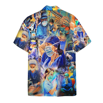 Gearhumans 3D Nurse Hawaii Shirt