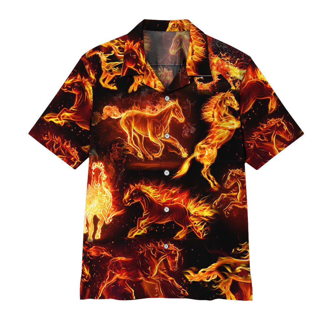 Gearhumans 3D Fire Horse Hawaii Shirt