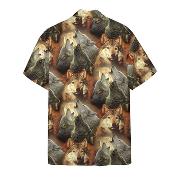 Gearhumans 3D Wolf Hawaii Shirt