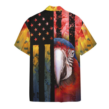 Gearhumans 3D Parrot American Flag Hawaii Shirt