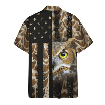 Gearhumans 3D Owl American Flag Hawaii Shirt