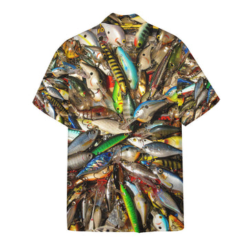 Gearhumans 3D Fishing Baits Stainless Steel Hawaii Shirt