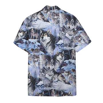 Gearhumans 3D Wolf Hawaii Shirt