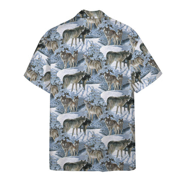 Gearhumans 3D Wolf Hawaii Shirt