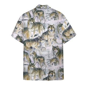 Gearhumans 3D Wolf Hawaii Shirt