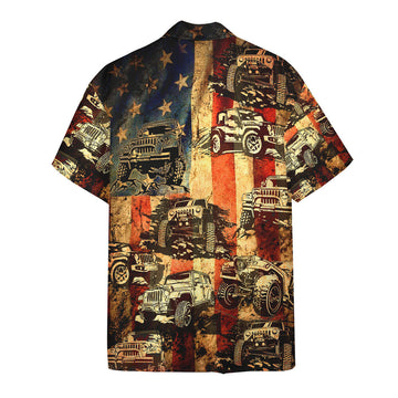 Gearhumans 3D Jeep American Flag Hawaii Shirt