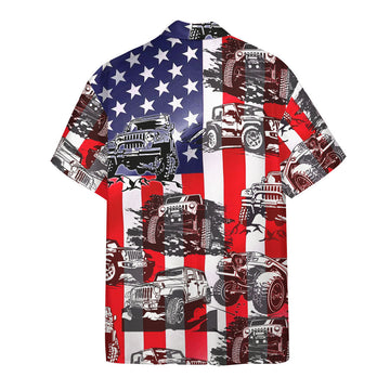 Gearhumans 3D Jeep American Flag Hawaii Shirt