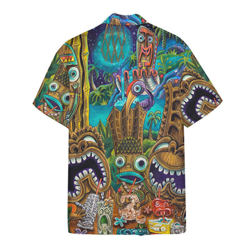 Gearhumans 3D Tiki At Jungle Night Hawaii Shirt