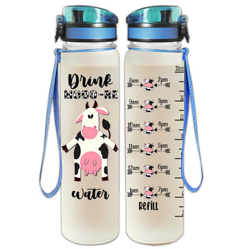 Gearhumans Drink Mooo-re Water - Dairy Cow Water Tracker Bottle