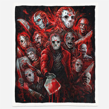 Gearhumans 3D Halloween Horror Movie Murderer Blood Rain Custom Blanket