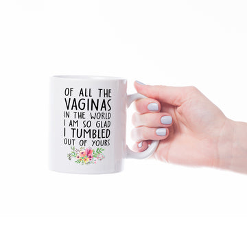 Gearhumans 2D Of All The Vaginas In The World So Glad I Tumbled Out Of Yours Mug