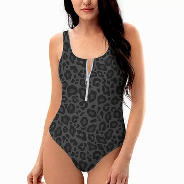 Gearhumans 3D Black Leopard One Piece Swimsuit