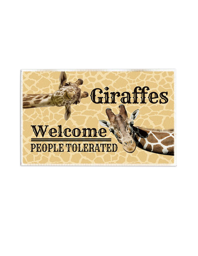 Gearhumans Welcome Tolerated People - Giraffes Doormat