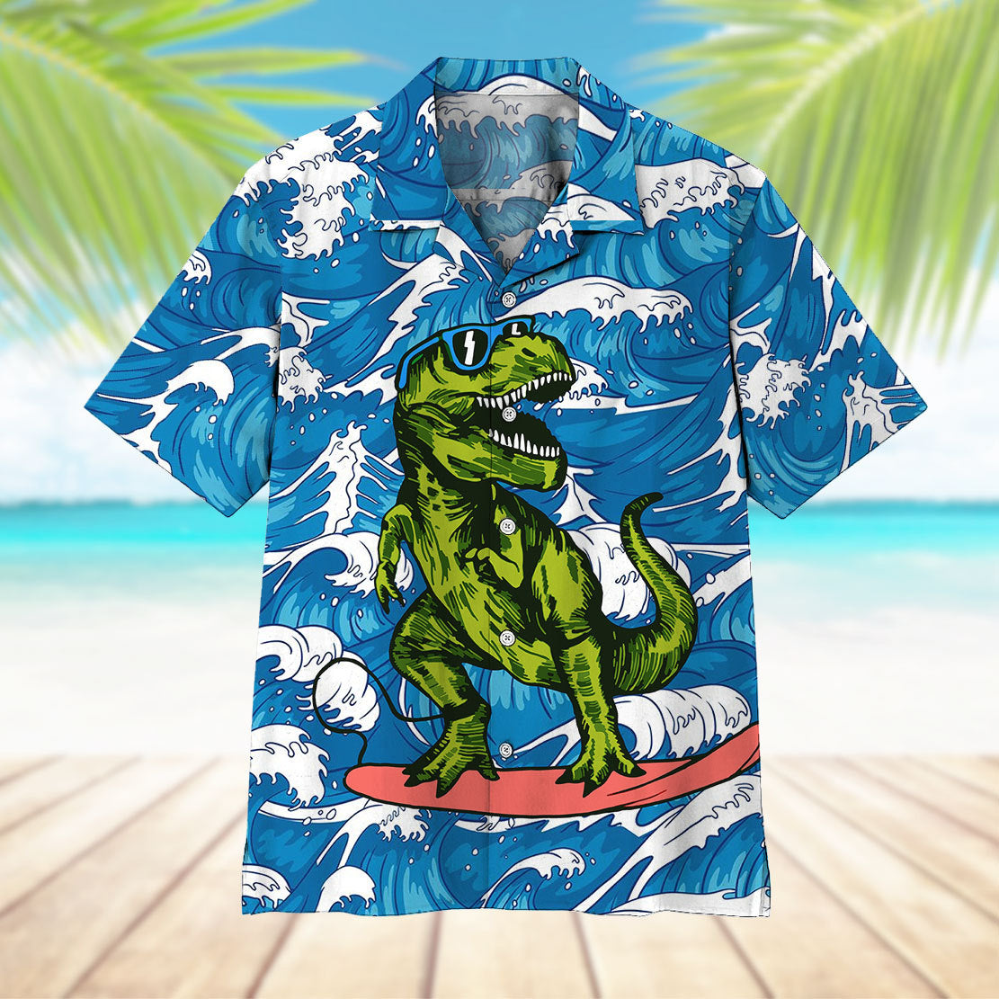 Gearhumans T Rex Surfing Hawaii Shirt