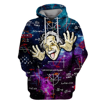 Albert Einstein Thinking OuterSpace Custom T-shirt - Hoodies Apparel HD-GH110396 3D Custom Fleece Hoodies Hoodie S 