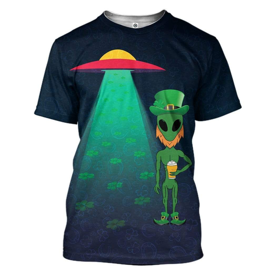 Alien St Patrick's Day Custom T-Shirts Hoodies Apparel HD-TA3101206 3D Custom Fleece Hoodies T-Shirt S 