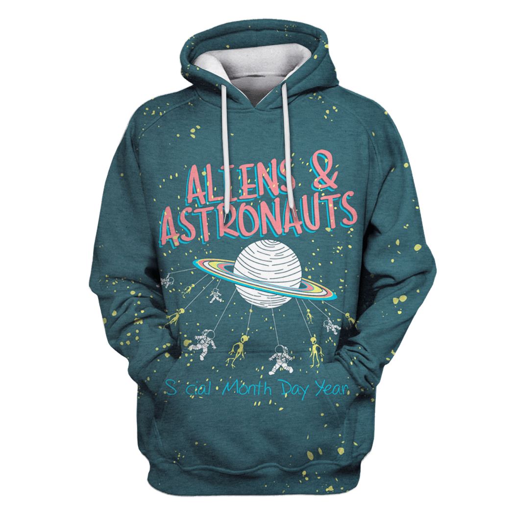 Aliens And Astronauts OuterSpace Custom T-shirt - Hoodies Apparel HD-GH110388 3D Custom Fleece Hoodies Hoodie S 