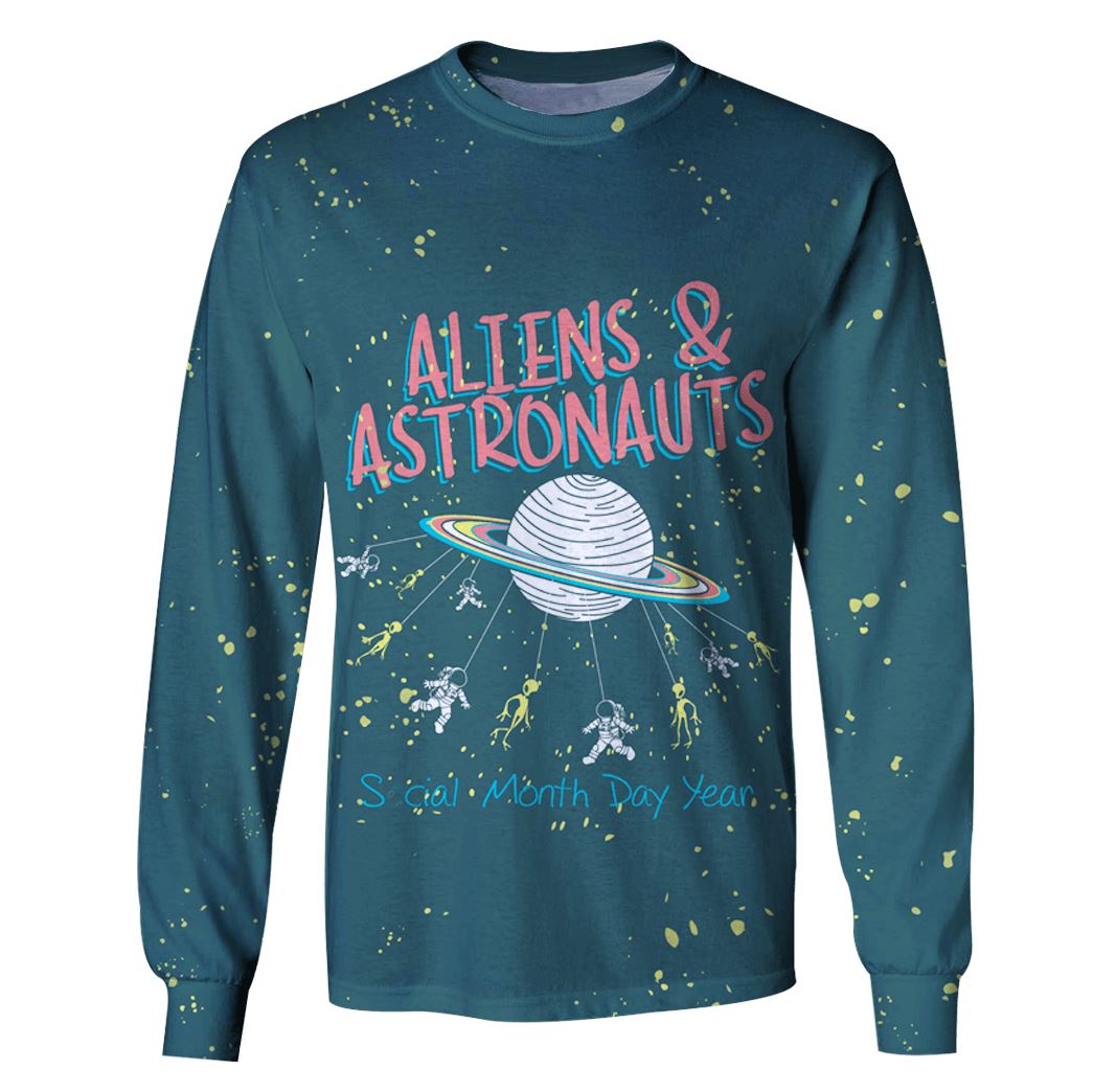 Aliens And Astronauts OuterSpace Custom T-shirt - Hoodies Apparel HD-GH110388 3D Custom Fleece Hoodies Long Sleeve S 