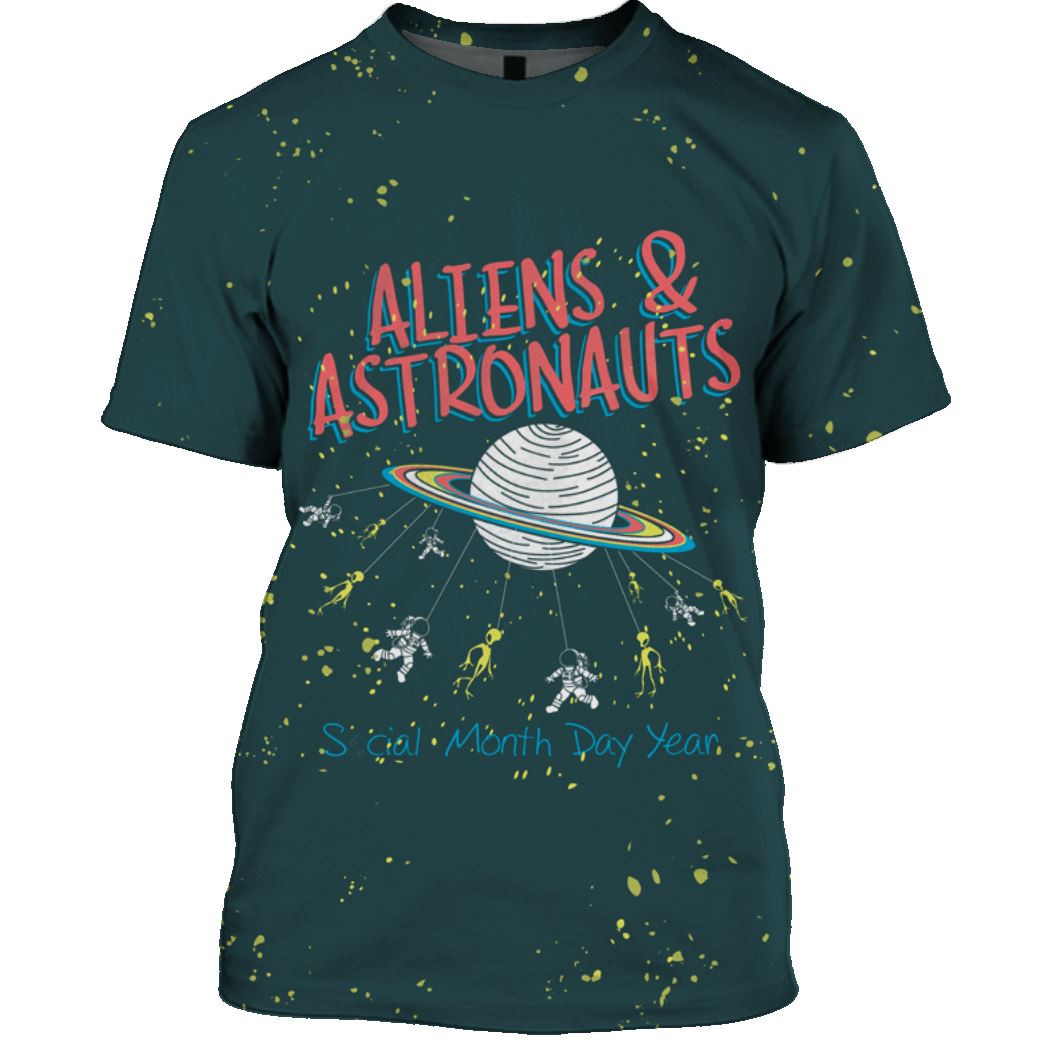 Aliens And Astronauts OuterSpace Custom T-shirt - Hoodies Apparel HD-GH110388 3D Custom Fleece Hoodies T-Shirt S 