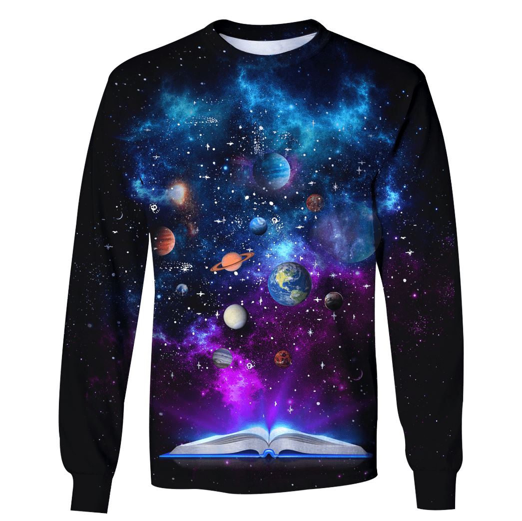 All planets in the universe from a book Custom T-shirt - Hoodies Apparel HD-GH110392 3D Custom Fleece Hoodies Long Sleeve S 