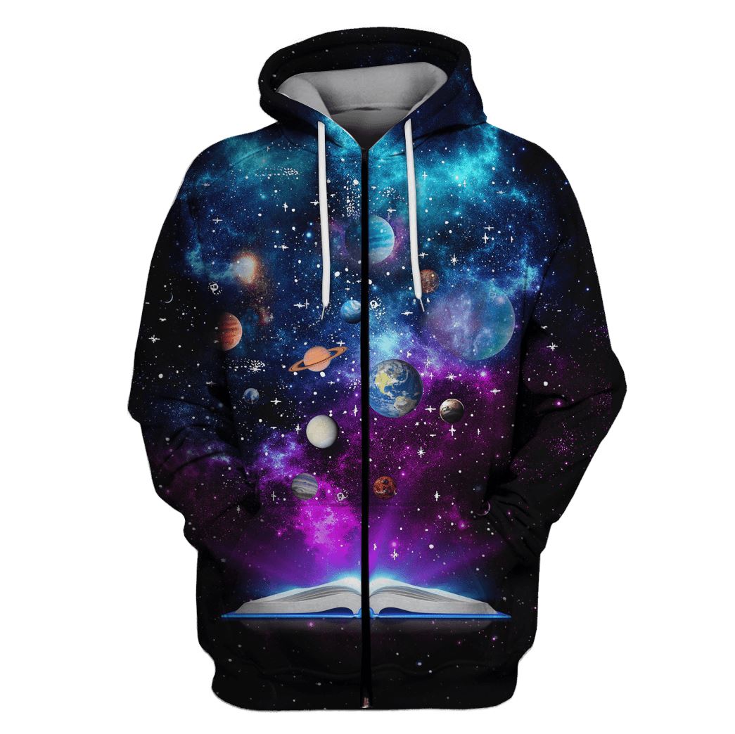 All planets in the universe from a book Custom T-shirt - Hoodies Apparel HD-GH110392 3D Custom Fleece Hoodies Zip Hoodie S 