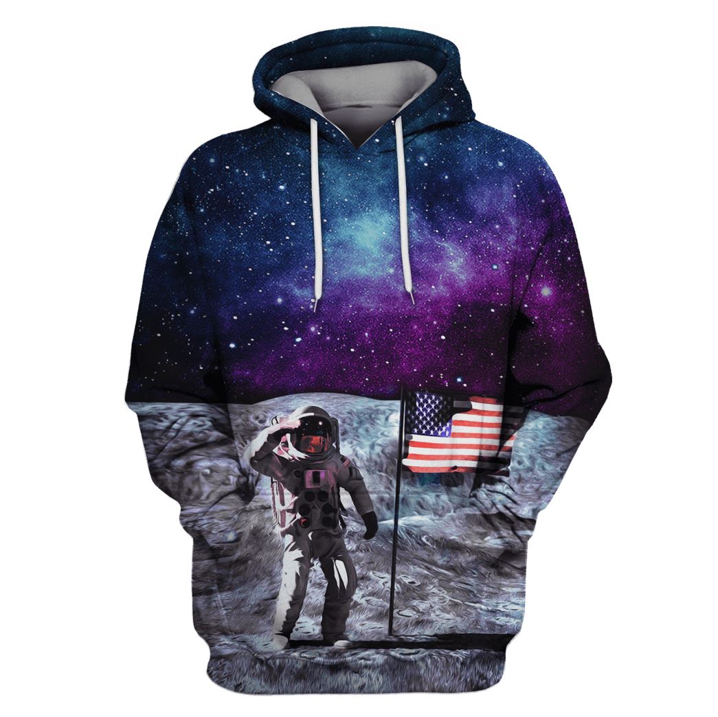 American Astronaut OuterSpace Custom T-shirt - Hoodies Apparel HD-GH110394 3D Custom Fleece Hoodies Hoodie S 