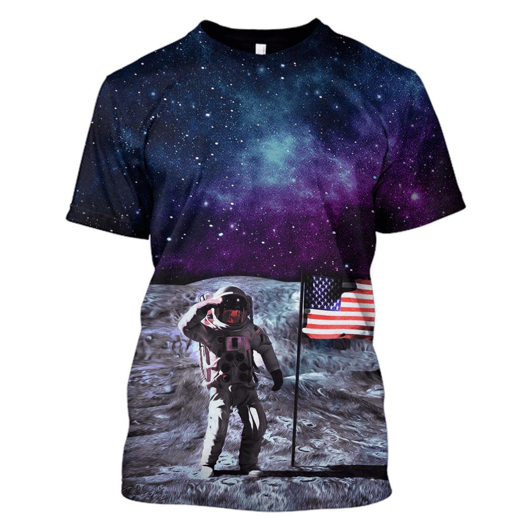 American Astronaut OuterSpace Custom T-shirt - Hoodies Apparel HD-GH110394 3D Custom Fleece Hoodies T-Shirt S 