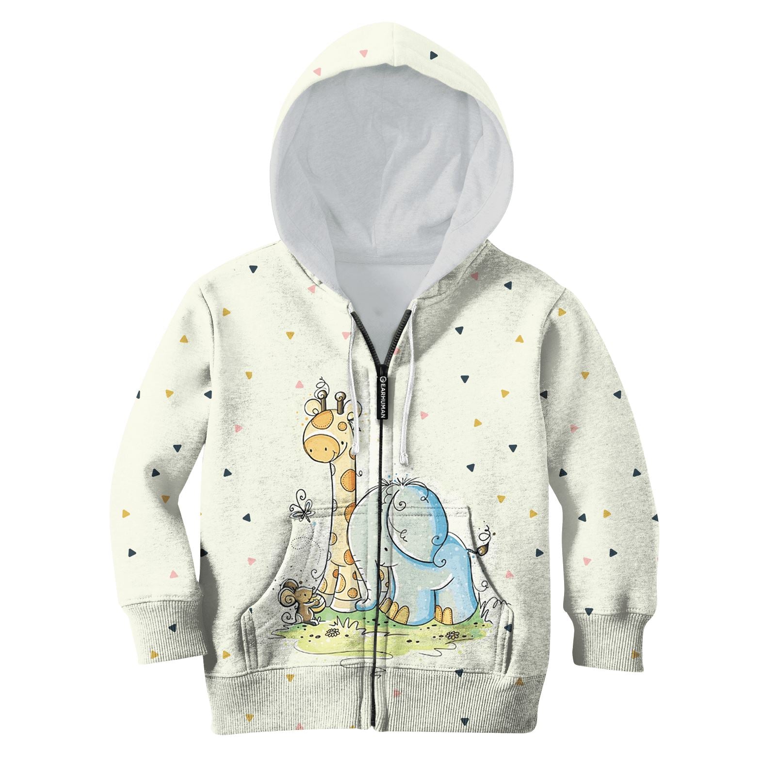 Animal In The Forest Custom Hoodies T-shirt Apparel HD-PET110279K kid 3D apparel Kid Zip Hoodie S/6-8 