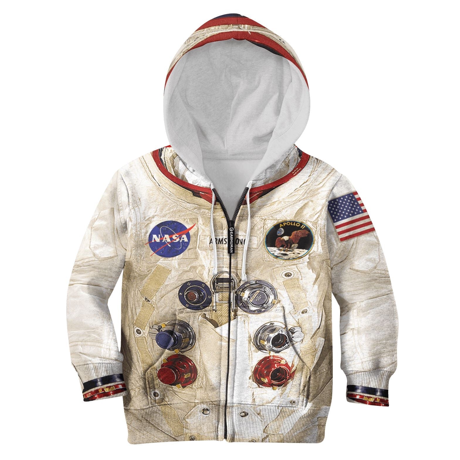 Armstrong Astronaut Kid Custom Hoodies T-shirt Apparel HD-KGH110124 kid 3D apparel Kid Zip Hoodie 2XS/3-4 
