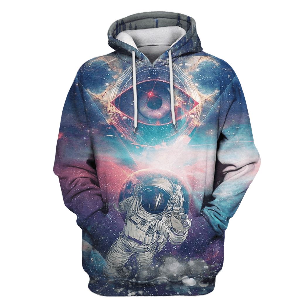 Astroanut Touching Eyes Galaxy Custom T-shirt - Hoodies Apparel GH110329 3D Custom Fleece Hoodies Hoodie S 