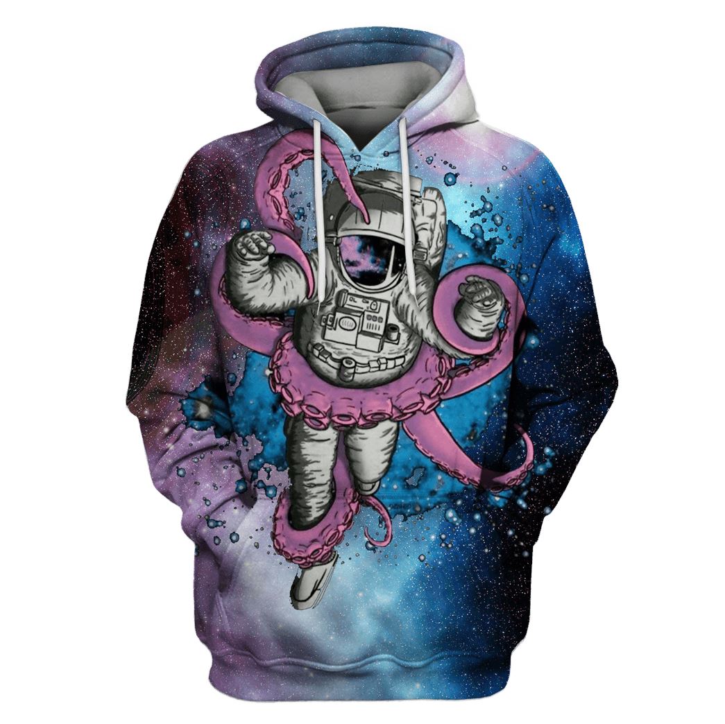 Astronaut and Monster OuterSpace Custom T-shirt - Hoodies Apparel GH110343 3D Custom Fleece Hoodies Hoodie S 