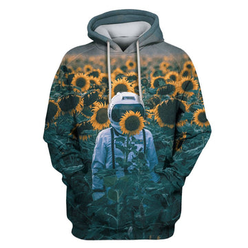 Astronaut And Sun Flowers Custom T-shirt - Hoodies Apparel HD-GH110553 3D Custom Fleece Hoodies Hoodie S 