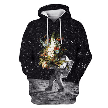 Gearhumans Astronaut Bringing Flowers To The Moon Custom T-shirt - Hoodies Apparel
