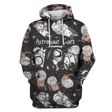 Gearhumans Astronaut Cat OuterSpace Custom T-shirt - Hoodies Apparel