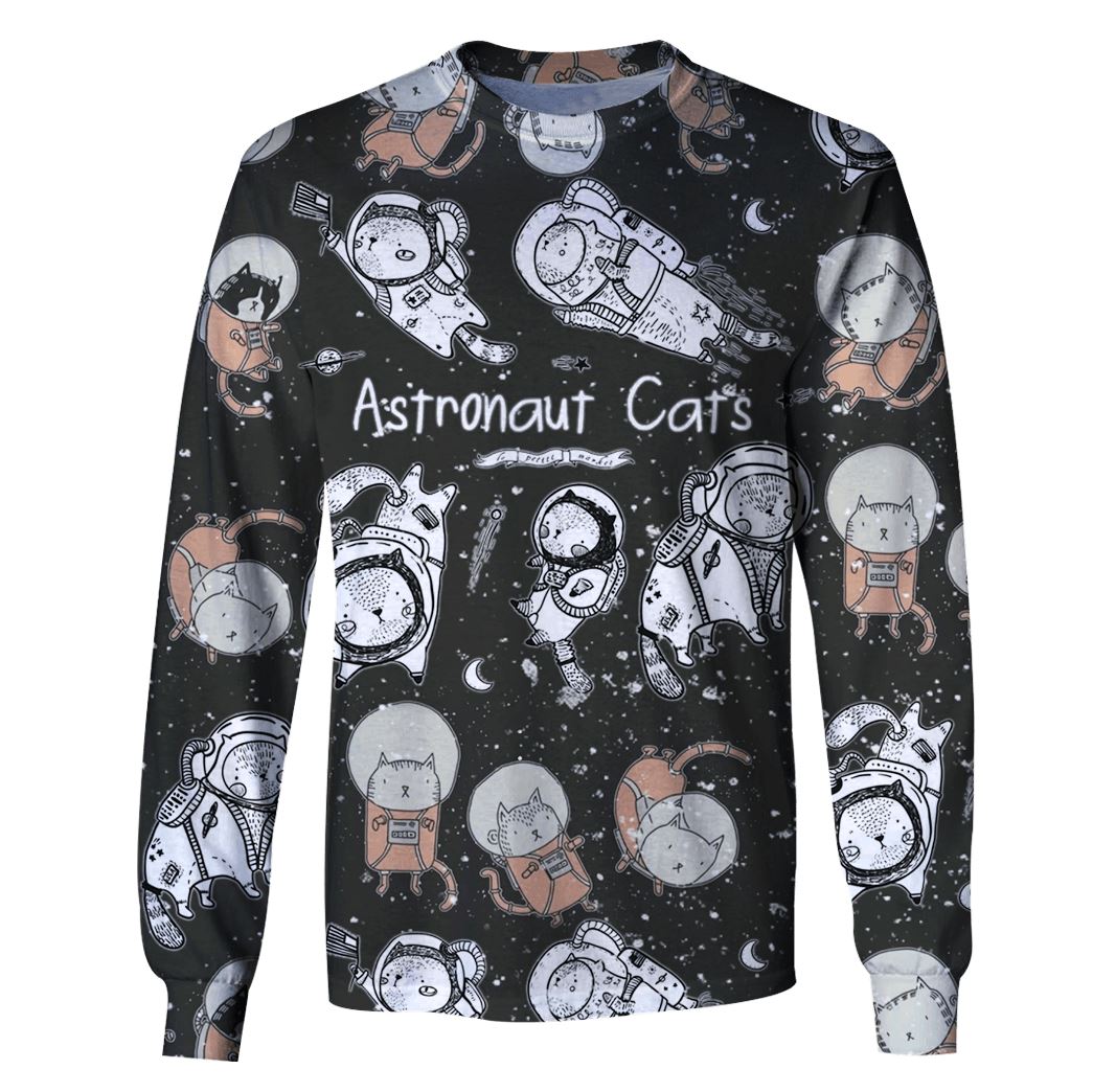 Astronaut Cat OuterSpace Custom T-shirt - Hoodies Apparel GH110403 3D Custom Fleece Hoodies Long Sleeve S 