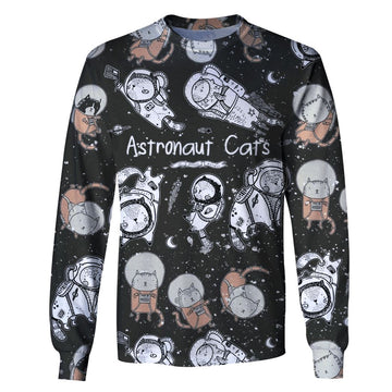 Gearhumans Astronaut Cat OuterSpace Custom T-shirt - Hoodies Apparel