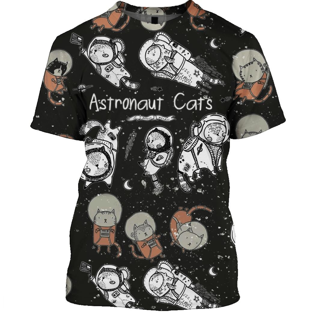 Astronaut Cat OuterSpace Custom T-shirt - Hoodies Apparel GH110403 3D Custom Fleece Hoodies T-Shirt S 