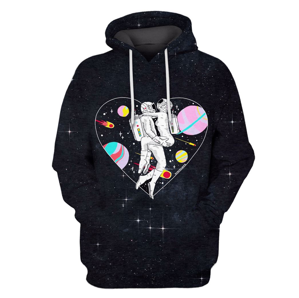 Astronaut Couper Lovers OuterSpace Custom T-shirt - Hoodies Apparel GH110301 3D Custom Fleece Hoodies Hoodie S 