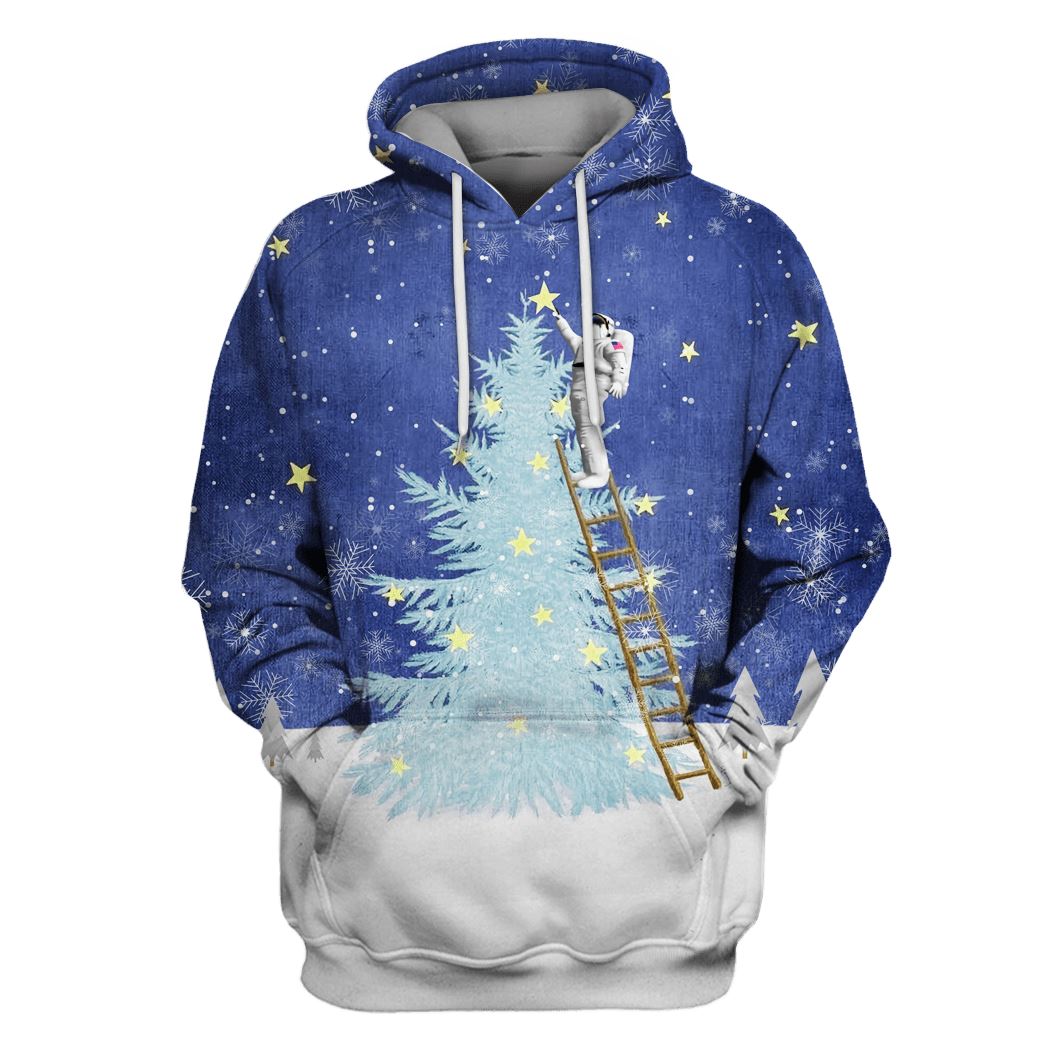 Astronaut Decorating Christmas Tree Custom T-shirt - Hoodies Apparel GH110439 3D Custom Fleece Hoodies Hoodie S 