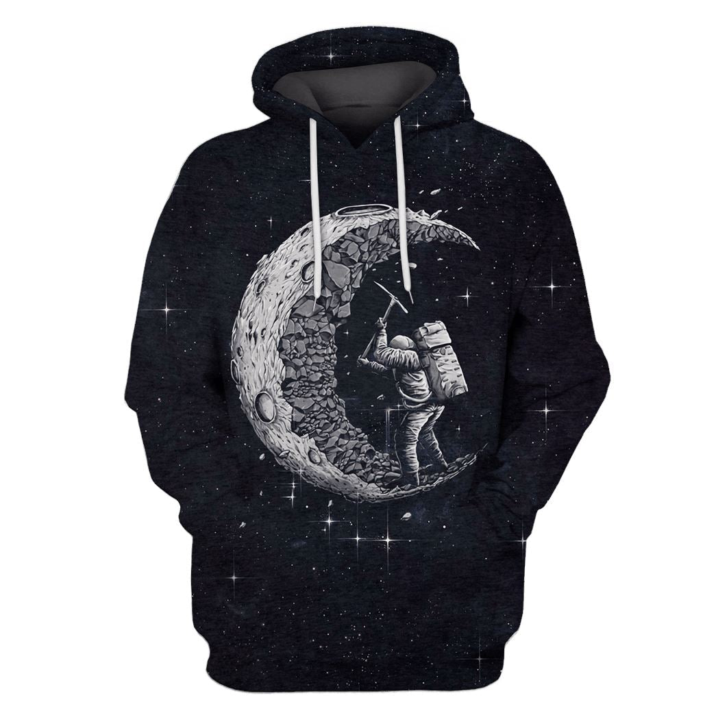 Astronaut Digging The Moon Custom T-shirt - Hoodies Apparel HD-GH110334 3D Custom Fleece Hoodies Hoodie S 