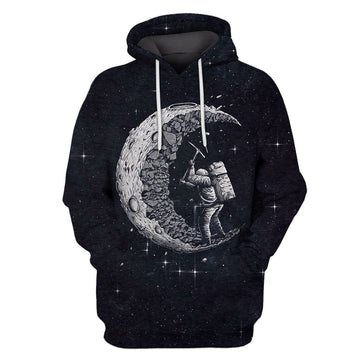 Gearhumans Astronaut Digging The Moon Custom T-shirt - Hoodies Apparel