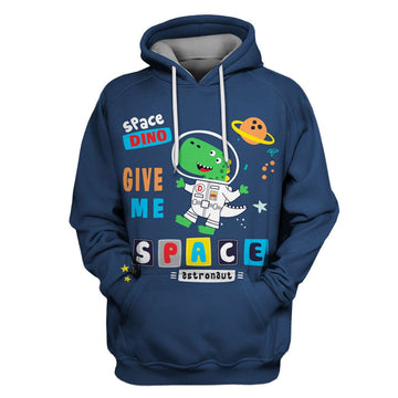 Astronaut Dino OuterSpace Custom T-shirt - Hoodies Apparel GH110209 3D Custom Fleece Hoodies Hoodie S 
