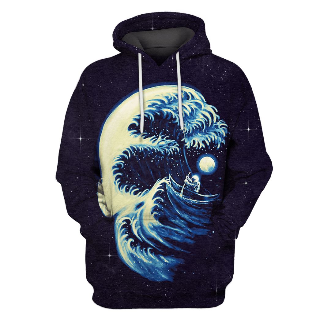 Astronaut Facing Big Waves Custom T-shirt - Hoodies Apparel GH110246 3D Custom Fleece Hoodies Hoodie S 