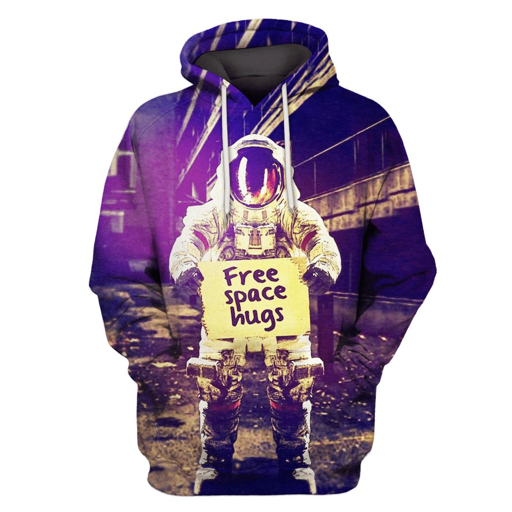 Astronaut Free Space Huge Custom T-shirt - Hoodies Apparel GH110355 3D Custom Fleece Hoodies Hoodie S 